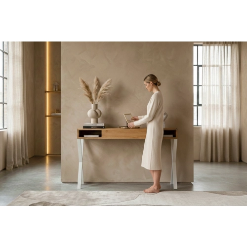 KONSOLA Z SZUFLADĄ DREWNO LITE DĄB OLCHA SKD-289